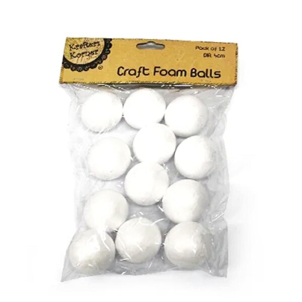 60 x White Polystyrene Foam Ball Craft Millinery DIY School Project Decor 4cm