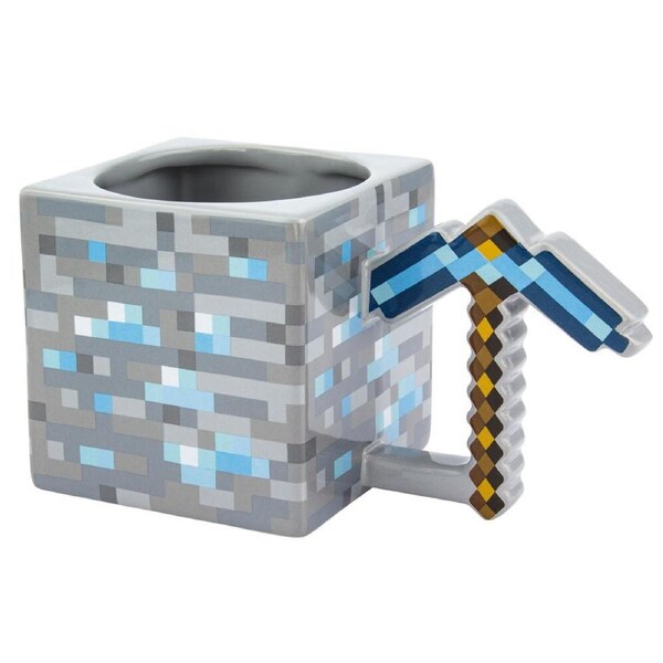 Minecraft Diamond Pickaxe & Ore Pixel/Cube Shaped Ceramic Decorative/Novelty Mug
