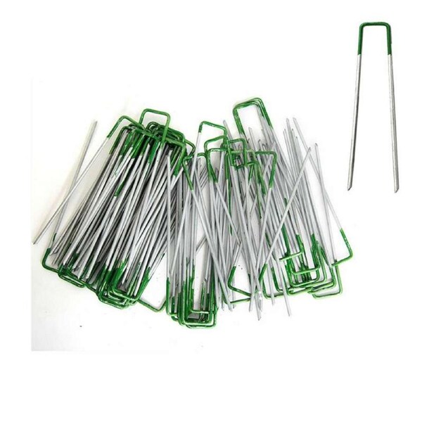 OZNALA 200PCS Synthetic Artificial Grass Pins Fake Lawn Turf Weed Mat U Pegs Weed Mat High Tensile Steel Corrosion Resistant
