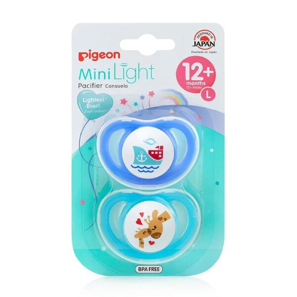 2pc Pigeon Baby Mini Light Pacifier Soother Feeding Dummy Large 12m+ Assorted