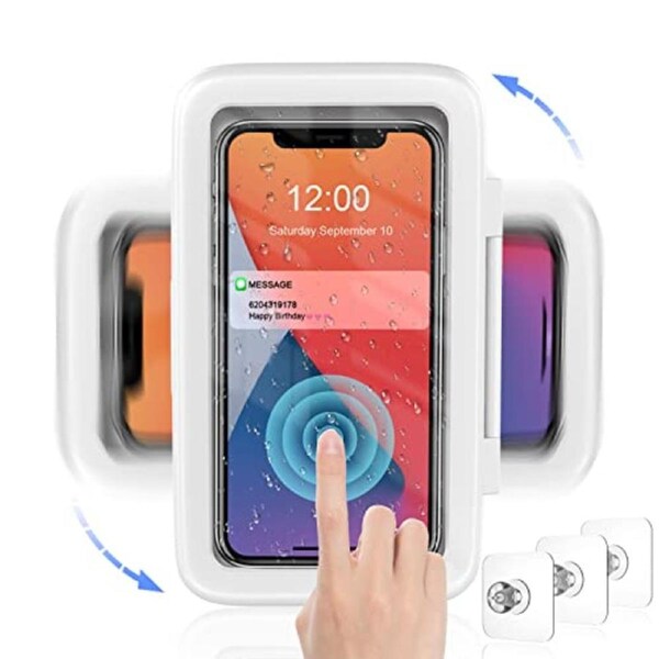 LC-dolida Shower Phone Holder Waterproof 480 Degree Rotation Shower Phone Case Bathroom Wall Mount for iPhone 14 13 12 11 Pro Max XS XR up to 6.8" Cell Phone