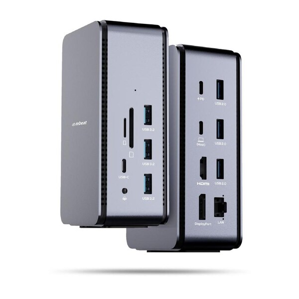mbeat 14 in 1 USB 4 Docking Station with 8k Video 40Gbps 1x USB-C 1x DP 1.4 1x HDMI 2.1 3.2 3x USB-A 3.2 1x USB-C PD 3x USB 2 Ca