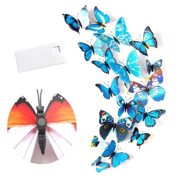 Nevenka 3D Vivid Butterfly Wall Stickers Fridge Magnet Decoration for Room Background-H003 Blue