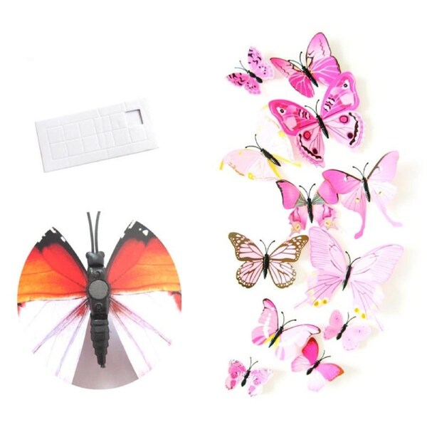 Nevenka 3D Vivid Butterfly Wall Stickers Fridge Magnet Decoration for Room Background-H003 Pink
