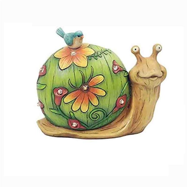 Nevenka Garden Snail Statue Solar Resin ASnimal Sculpture Weatherproof Terrace Lawn Garden Art Decoration 10 x 8.5 Inches