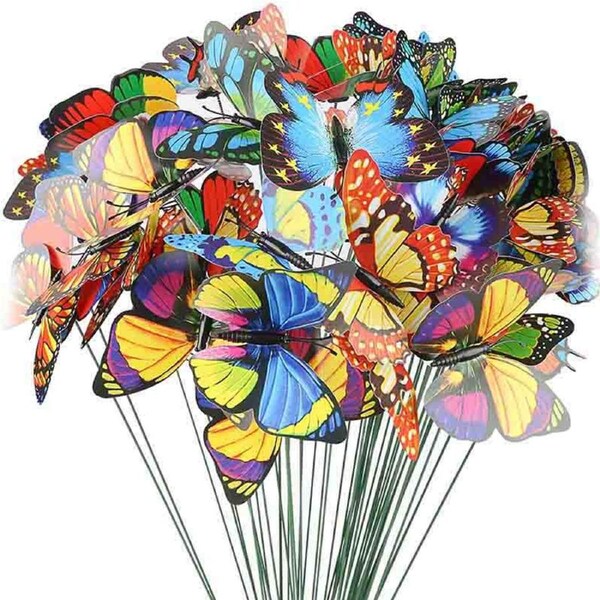 Nevenka 50pcs 11.5inch Garden Butterfly Decorations Waterproof Decorations for Indoor/Outdoor Yard Patio