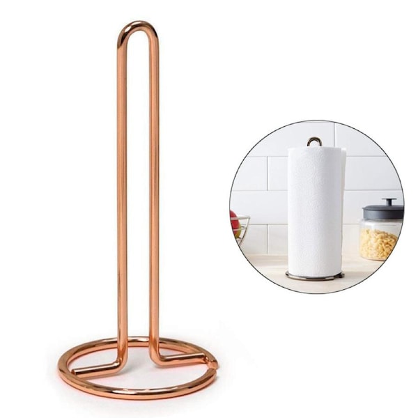 Nevenka Simple Tear Standing Paper Towel Holder for Kitchen Countertop -RoseGold