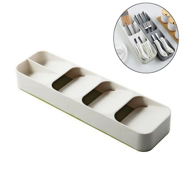 Nevenka Compact Cutlery Organizer Kitchen Drawer Tray for Kitchen Drawer Holding Flatware Spoons Forks-White