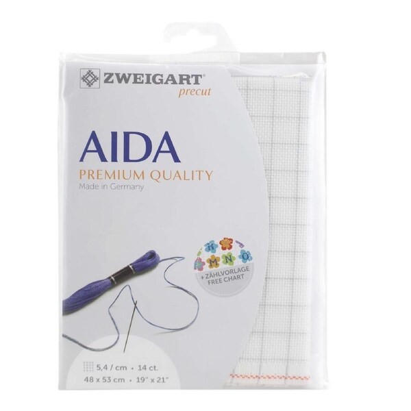 Zweigart Cross X Stitch Aida Cloth 14 Ct Easy Count 48x53cm 1219