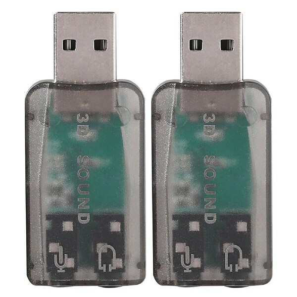 2x Kensington Male USB-A to Female 3.5mm Audio Adapter/Connector For PC/Laptop