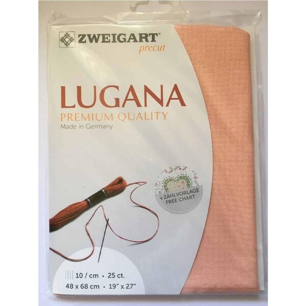 Zweigart Cross X Stitch Lugana Cloth 25 Ct Apricot 48x68cm