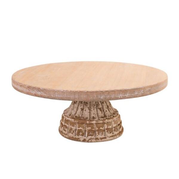 Kitchen Plate Wooden Cake Stand Timber Carved Base Medium