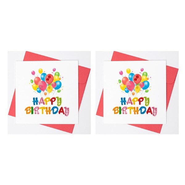 2x Boyle Handmade Paper 15cm Quilled Greeting Card w/ Envelope Birthday Balloons