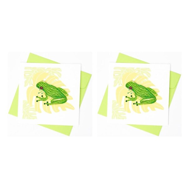 2x Boyle Handmade Paper 15x15cm Quilled Greeting Card w/Envelope Green Tree Frog