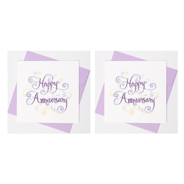 2x Boyle Handmade Paper 15cm Quilled Greeting Card w/Envelope Anniversary Purple