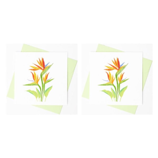 2x Boyle Handmade Paper 15cm Quilled Greeting Card Bird of Paradise Flower