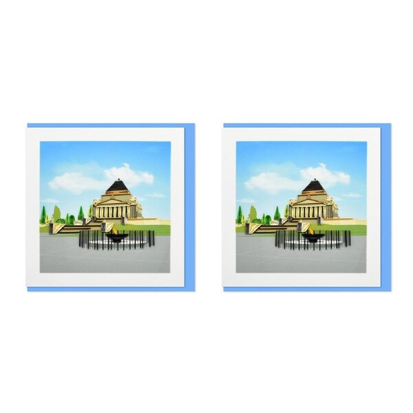 2x Boyle Handmade Paper 15x15cm Greeting Card w/ Envelope Shrine of Remembrance