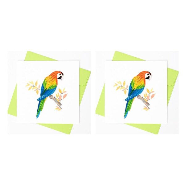 2x Boyle Handmade Paper 15x15cm Quilled Blank Greeting Card w/ Envelope Parrot