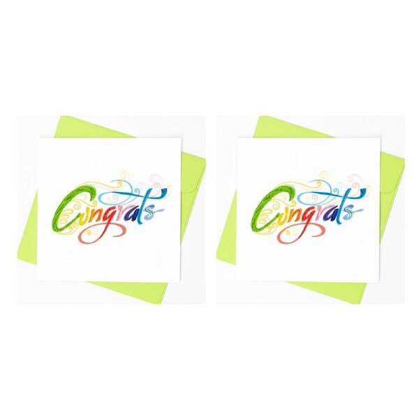 2x Boyle Handmade Paper 15x15cm Quilled Blank Greeting Card w/ Envelope Congrats
