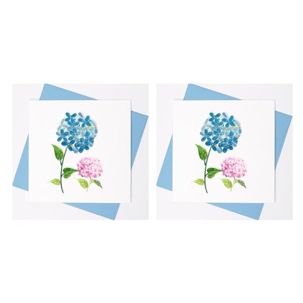 2x Boyle Handmade Paper 15cm Quilled Greeting Card/Envelope Hydrangeas Pink/Blue
