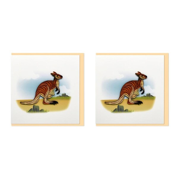 2x Boyle Handmade Paper 15x15cm Quilled Blank Greeting Card w/ Envelope Kangaroo