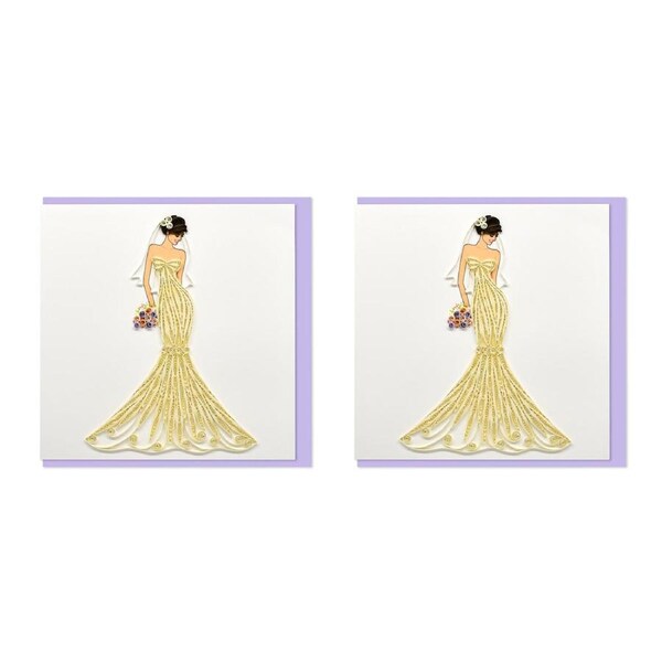 2x Boyle Handmade Paper 15x15cm Quilled Blank Greeting Card/16cm Envelope Bride