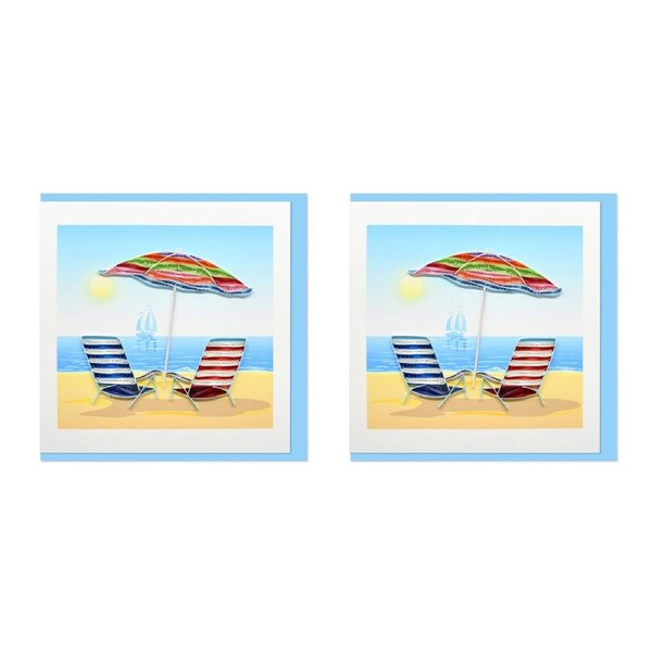 2x Boyle Handmade Paper Quilled 15x15cm Gift Greeting Card Beach Chairs