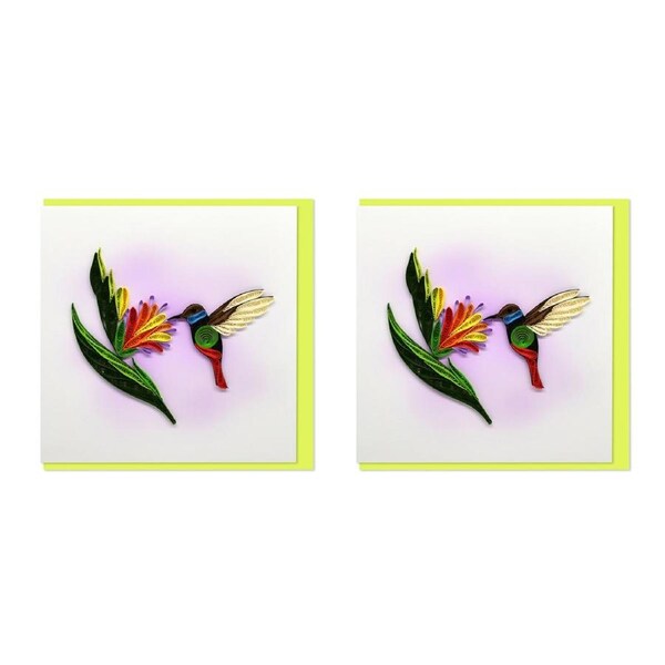 2x Boyle Handmade Paper 15x15cm Greeting Card w/ Envelope Hummingbird Honeyeater