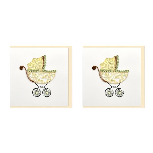 2x Boyle Handmade Paper 15x15cm Quilled Blank Greeting Card w/16cm Envelope Pram
