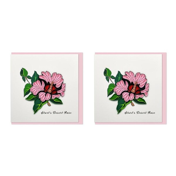 2x Boyle Handmade Paper 15x15cm Greeting Card/Envelope Sturts Desert Rose Flower