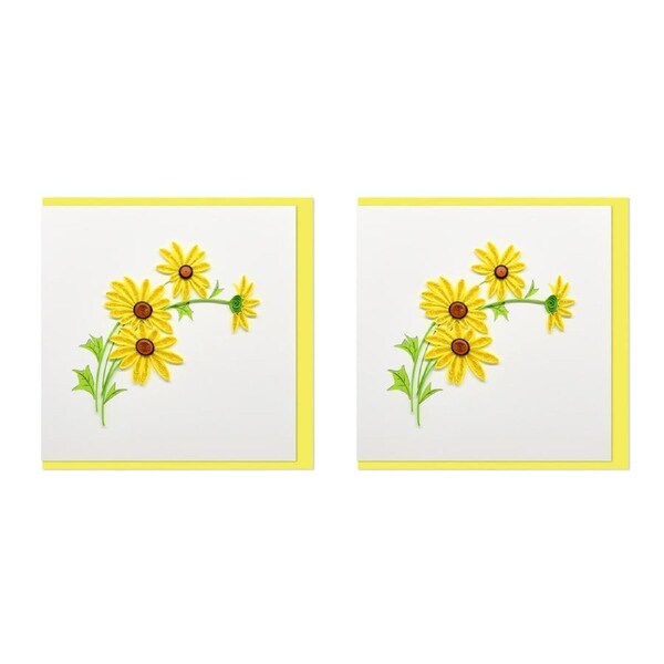 2x Boyle Handmade Paper 15x15cm Quilled Blank Greeting Card/16cm Envelope Daisy