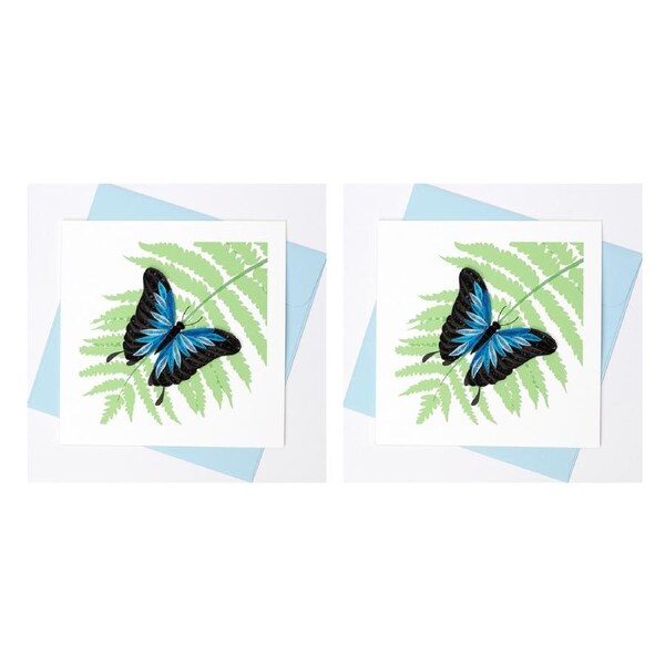 2x Boyle Handmade Paper 15x15cm Quilled Greeting Card/Envelope Ulysses Butterfly