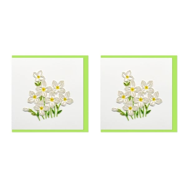 2x Boyle Handmade Paper Quilled 15x15cm Celebration Greeting Card White Flowers