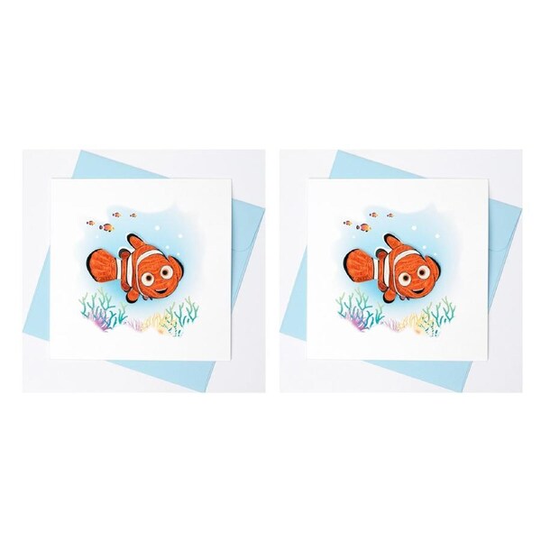 2x Boyle Handmade Paper 15x15cm Quilled Blank Greeting Card/Envelope Clown Fish