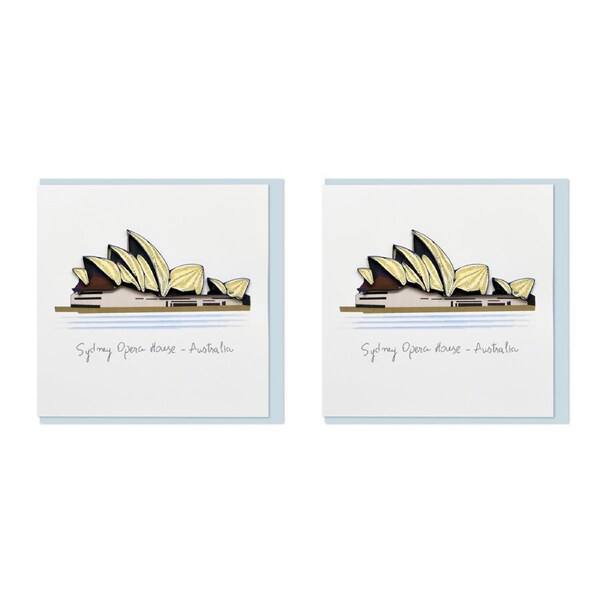 2x Boyle Handmade Paper 15cm Quilled Greeting Card w/Envelope Sydney Opera House