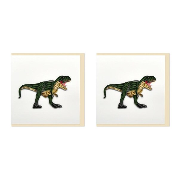 2x Boyle Handmade Paper Quilled 15x15cm Celebration Greeting Card Dinosaur T-Rex