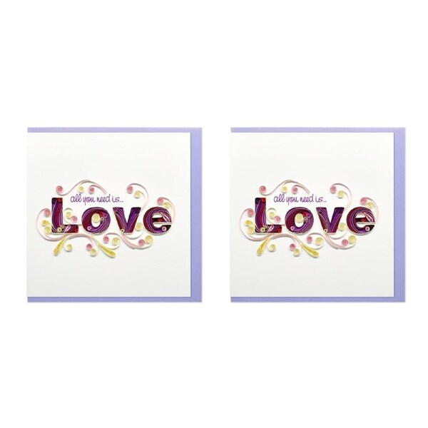 2x Boyle Handmade Paper Quilled 15cm Greeting Card All You Need Is Love