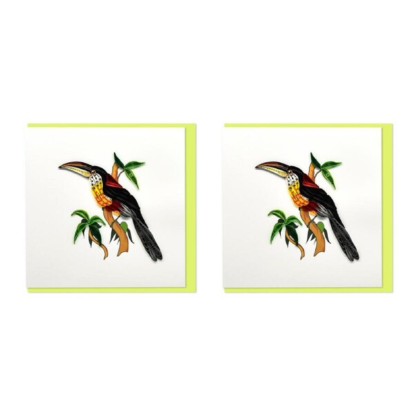 2x Boyle Handmade Paper 15x15cm Quilled Blank Greeting Card w/ Envelope Toucan
