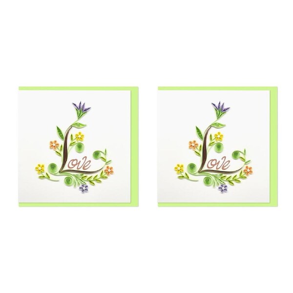 2x Boyle Handmade Paper Quilled 15x15cm Gift Greeting Card Love Green