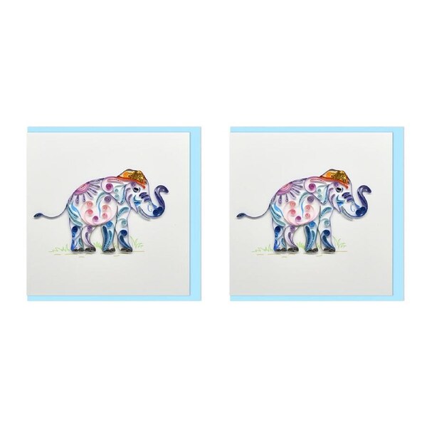 2x Boyle Handmade Paper Quilled 15x15cm Celebration/Gift Greeting Card Elephant