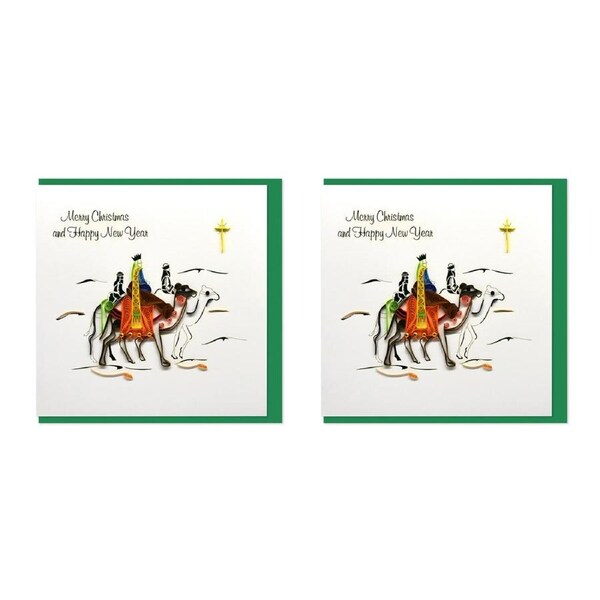 2x Boyle Handmade Paper 15x15cm Greeting Card/Envelope Christmas/Happy New Year