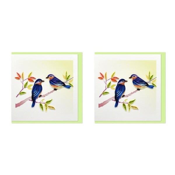 2x Boyle Handmade Paper Quilled 15cm Greeting Card Two Birds In A Tree