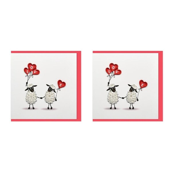 2x Boyle Handmade Paper Quilled 15x15cm Greeting Card Love - Sheep