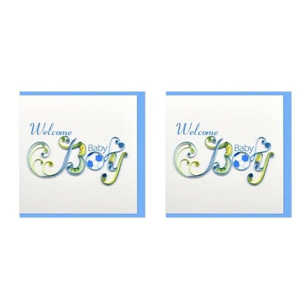 2x Boyle Handmade Paper Quilled 15x15cm Greeting Card Welcome Baby Boy