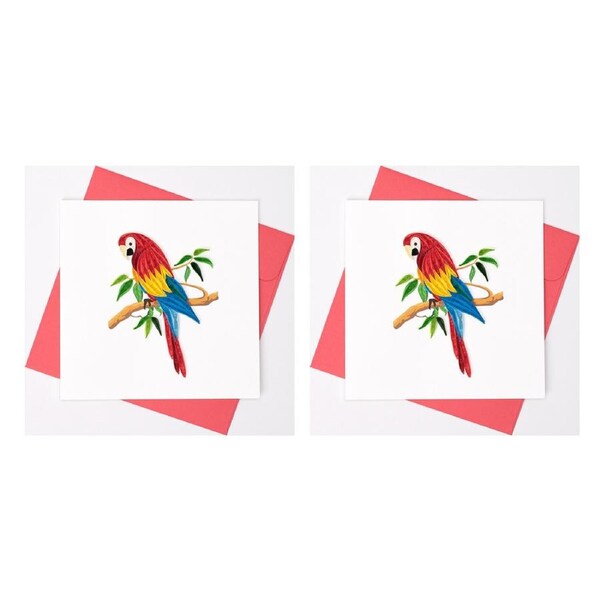 2x Boyle Handmade Paper Quilled 15x15cm Celebration/Gift Greeting Card Rosella