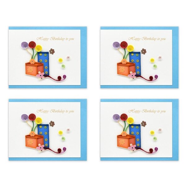 4x Boyle Handmade Paper Quilled 8.5cm Mini Greeting Card Presents