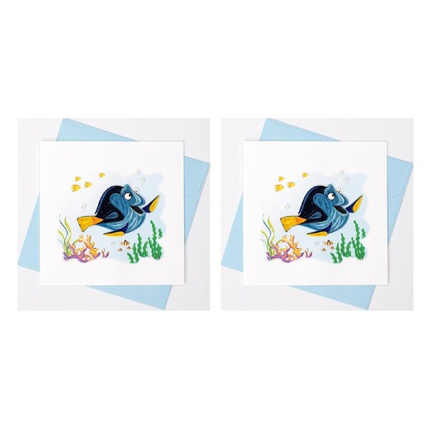 2x Boyle Handmade Paper Quilled 15x15cm Celebration/Gift Greeting Card Blue Fish