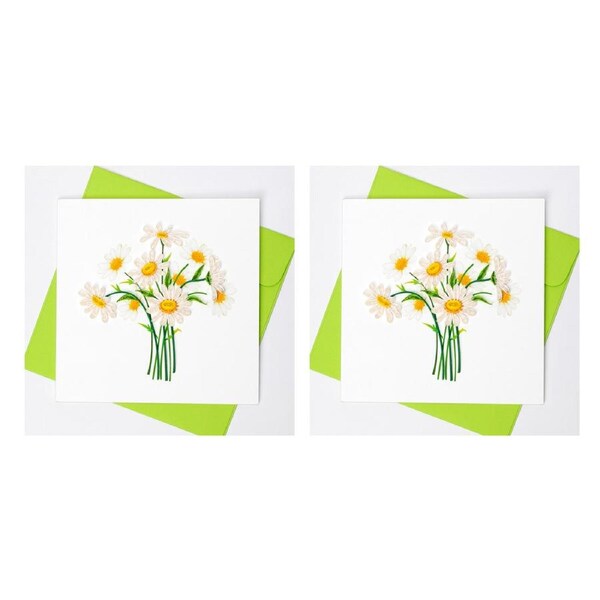2x Boyle Handmade Paper Quilled 15x15cm Celebration Greeting Card White Daisies