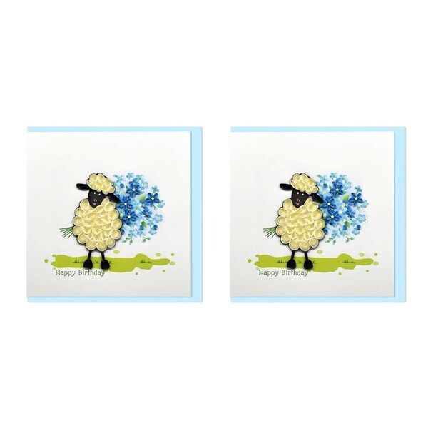 2x Boyle Handmade Paper Quilled 15cm Greeting Card Happy Birthday Sheep