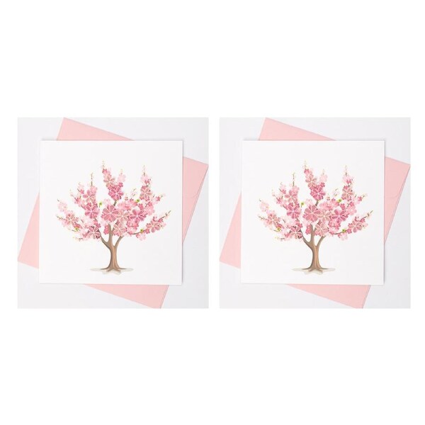 2x Boyle Handmade Paper Quilled 15x15cm Greeting Card Blossom Tree